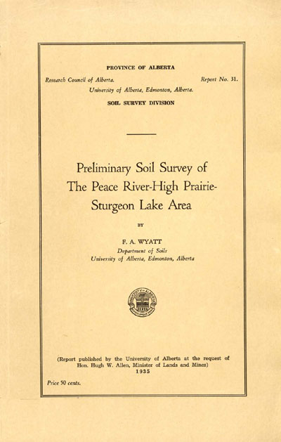 View the Preliminary Soil Survey of the Peace River-High Prairie-Sturgeon Lake Area (PDF Format)