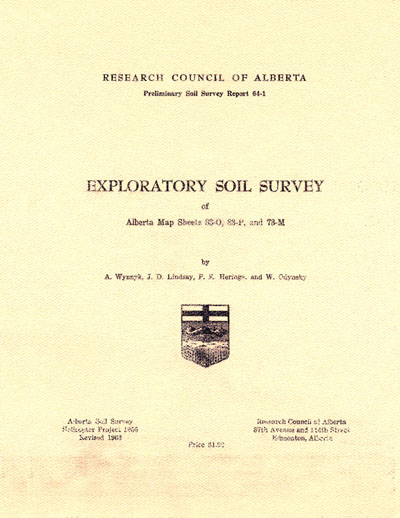 View the Exploratory Soil Survey of Alberta Map Sheets 83-0, 83-P, and 73-M (PDF Format)