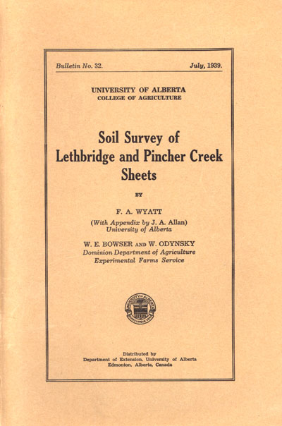 View the Soil Survey of Lethbridge and Pincher Creek Sheets (PDF Format)
