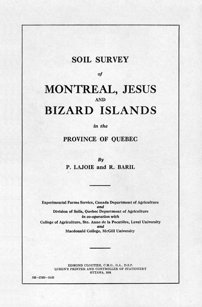 View the Soil Survey of Montreal, Jesus and Bizard Islands (PDF Format)