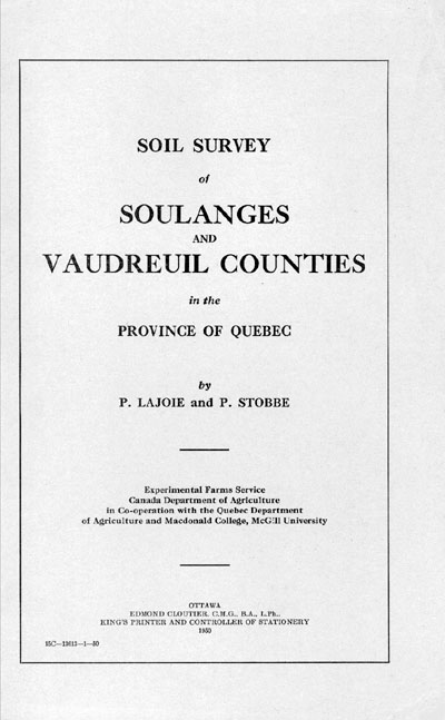 View the Soil Survey of Soulanges and Vaudreuil Counties (PDF Format)
