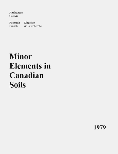 Minor Elements in Canadian Soils, 1979 (PDF)