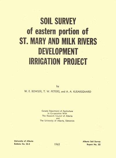 View the Soil Survey of the Eastern Portion of St Mary and Milk Rivers Development Irrigation Project (PDF Format)