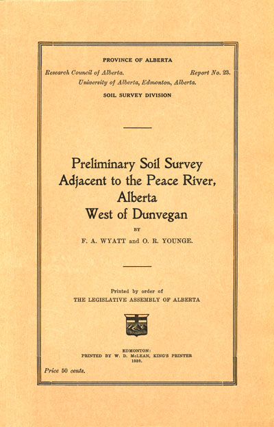 View the Preliminary Soil Survey Adjacent to the Peace River, Alberta West of Dunvegan (PDF Format)
