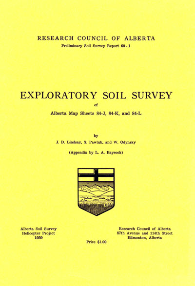 View the Exploratory Soil Survey of Alberta Map Sheets 84-J, 84-K, and 84-L (PDF Format)