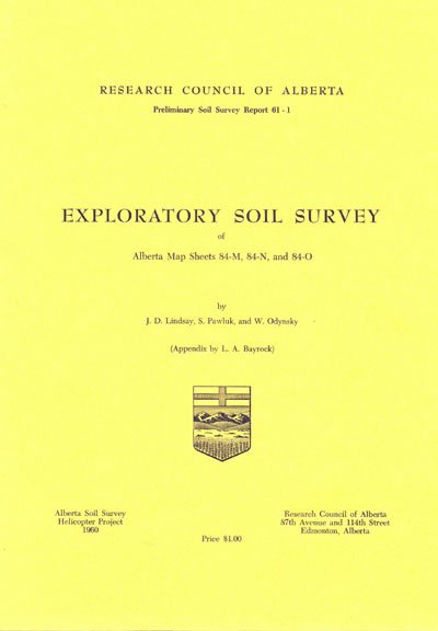 View the Exploratory Soil Survey of Alberta Map Sheets 84-M, 84-N, and 84-O (PDF Format)