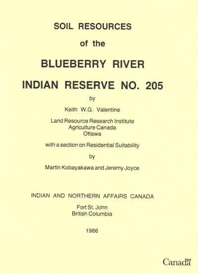 View the Soil Resources of the Blueberry River Indian Reserve No. 205 (PDF Format)