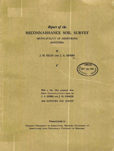 View the Reconnaissance Soil Survey Municipality of Armstrong Manitoba (PDF Format)