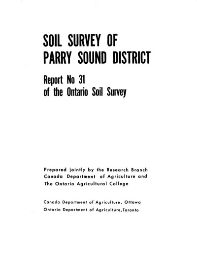 View the Soil Survey of Parry Sound District (PDF Format)