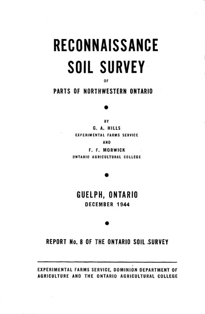 View the Reconnaissance Soil Survey of Parts of Northwestern Ontario (PDF Format)