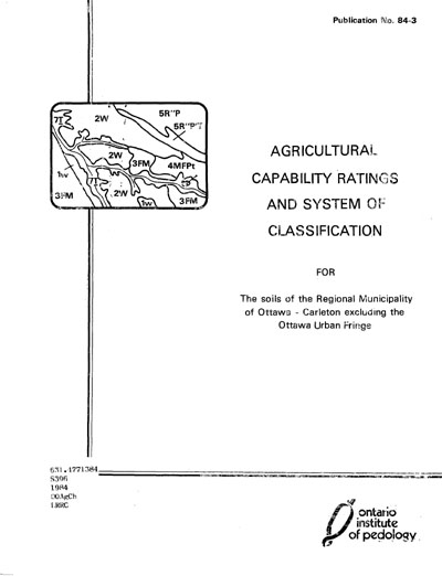 View the Agricultural Capability Ratings and System of Classification for the Soils of the Regional Municipality of Ottawa-Carleton (PDF Format)