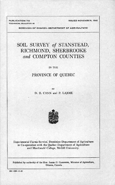 View the Soil Survey of Stanstead, Richmond, Sherbrooke and Compton Counties (PDF Format)