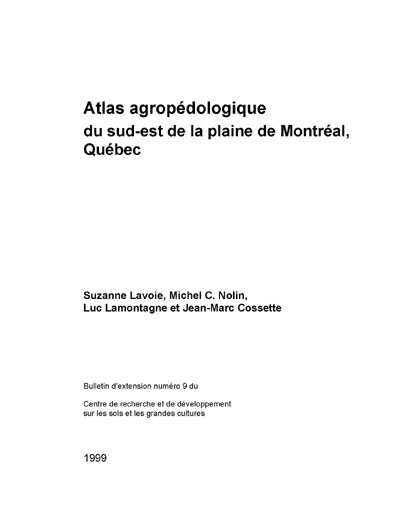 Voir le Atlas agropédologique du sud-est de la plaine de Montréal (Format PDF)